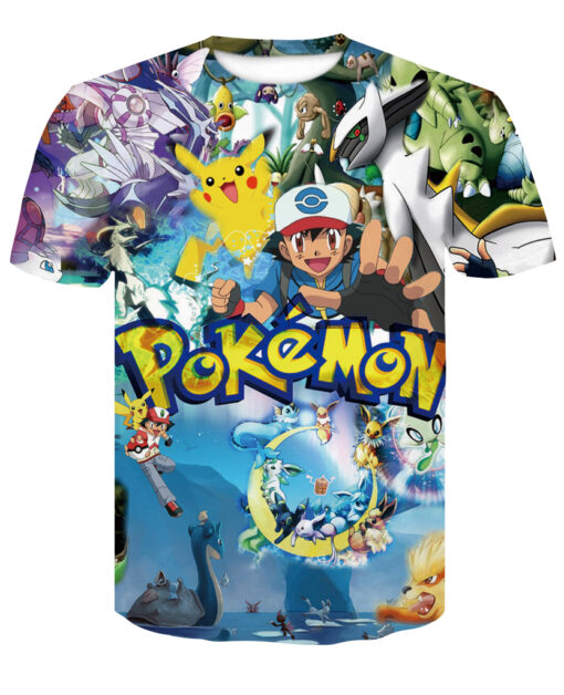 3D Pokemon Pikachu T-shirt for men women summer casual shirts Tops