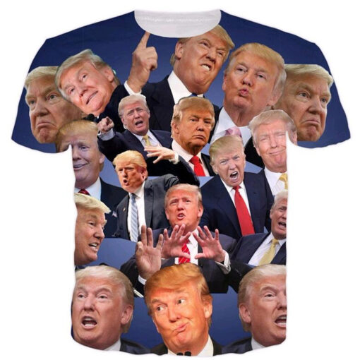 Funny mens shirt Donald Trump 3D Full Print Tees Shirt Tops Summer