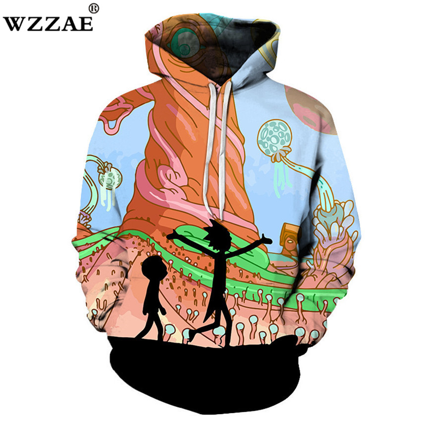 Download N Rick And Morty Men 3d Print Cotton Sweatshirt Unisex Hoodie Animated Scientist Wolamola