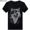 short-sleeved summer large wolf head 3D round neck T-shirt men