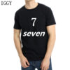 Number 7 Seven Printed T-shirt men Black Men T-shirt cotton Casual