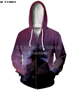 Cosmos Postal Hat geometric 3D Printing Casual Zipper Long Sleeve Men Sweatshirt