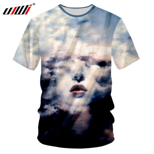 Men's clothing 2018 Printed 3D space cloud punk style casual shirt Shirt Men