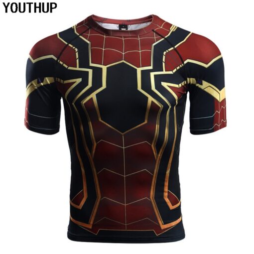 2018 Summer shirts Iron Spiderman 3D Printing Tees Shirt Men's Cosplay